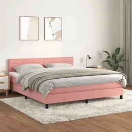 vidaxl-lozko-kontynentalne-z-materacem-rozowe-160x200-cm-aksamit