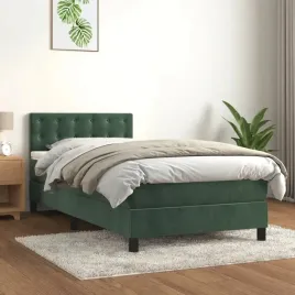 vidaxl-lozko-kontynentalne-z-materacem-zielone-aksamit-100x200-cm