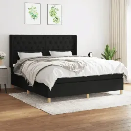 vidaxl-lozko-kontynentalne-z-materacem-czarne-tkanina-160x200-cm