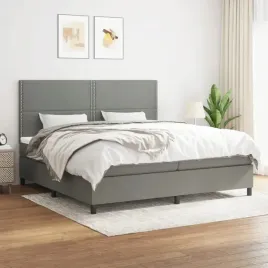 vidaxl-lozko-kontynentalne-z-materacem-ciemnoszara-tkanina-200x200-cm