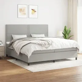 vidaxl-lozko-kontynentalne-z-materacem-jasnoszare-tkanina-200x200-cm