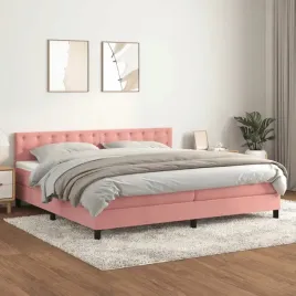 vidaxl-lozko-kontynentalne-z-materacem-rozowe-aksamit-200x200-cm