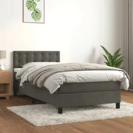 vidaxl-lozko-kontynentalne-z-materacem-ciemnoszary-aksamit-100x200cm