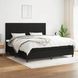 vidaxl-lozko-kontynentalne-z-materacem-czarne-tkanina-200x200-cm