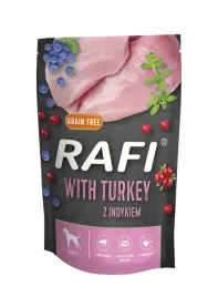 karma-dla-psow-rafi-z-indykiem-borowkami-i-zurawina-saszetka-500g