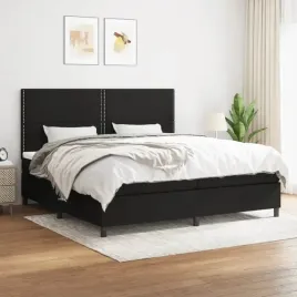 vidaxl-lozko-kontynentalne-z-materacem-czarne-tkanina-200x200-cm