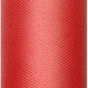 TIUL DEKORACYJNY CZERWONY NA ROLCE NA KOKARDY POMPONY WESELE 30 CM X 9 M