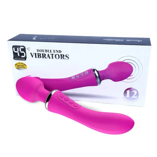 Wibrator Damski 2w1 Podgrzewany 45°C Silikonowy USB 12 Trybów Wodoodporny