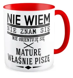 kubek-czerwony-prezent-matura-nie-wiem-nie-znam-sie-nie-orientuje-sie