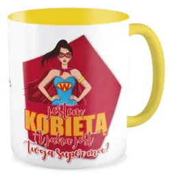 kubek-zolty-prezent-jestem-kobieta-dziewczyna-szkola-dzien-kobiet