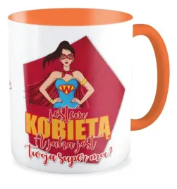 kubek-pomaranczowy-prezent-jestem-kobieta-dziewczyna-szkola-dzien-kobiet