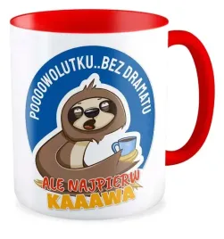 kubek-czerwony-prezent-leniwiec-powolutku-bez-dramatuale-najpierw-kawa
