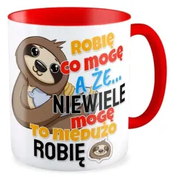 kubek-czerwony-prezent-leniwiec-robie-co-moge-wiec-nieduzo-robie-zabawny