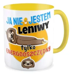 kubek-zolty-prezent-leniwiec-nie-jestem-leniwytylko-energooszczedny