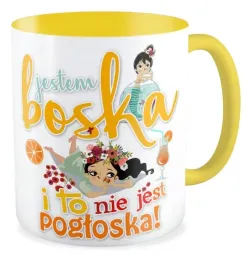 kubek-zolty-prezent-jestem-boska-kobieta-dziewczyna-szkola-dzien-kobiet