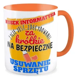 kubek-pomaranczowy-prezent-informatyk-zycie-krotkie-bezpieczne-usuwanie