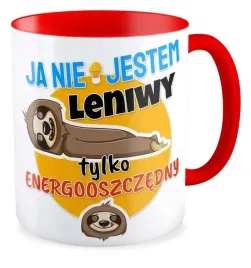 kubek-czerwony-prezent-leniwiec-nie-jestem-leniwytylko-energooszczedny