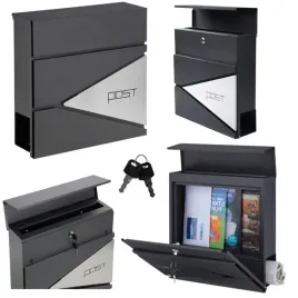 duza-skrzynka-pocztowa-na-listy-gazety-antracytowa-napis-post-37x37x105-cm