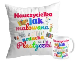 zestaw-poduszka-kubek-nauczycielka-plastyki