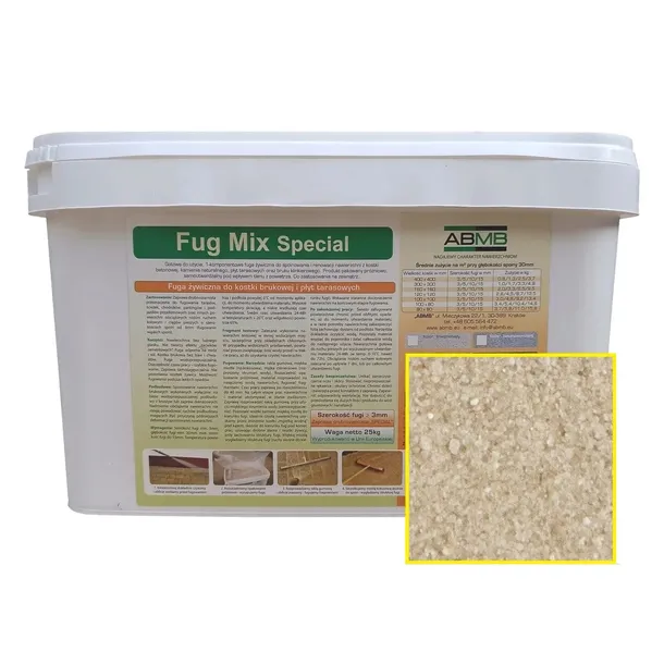 Fuga żywiczna do kostki brukowej 25kg ABMB fug mix special PIASKOWO BIAŁY