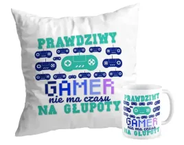 zestaw-poduszka-kubek-gamer-nie-czas-na-glupoty
