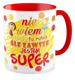 kubek-czerwony-prezent-super-dziewczyna-dzien-kobiet-dziewczynka-szkola