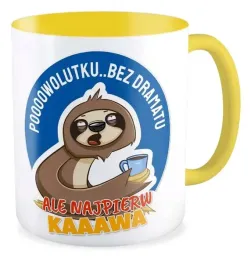 kubek-zolty-prezent-leniwiec-powolutku-bez-dramatuale-najpierw-kawa