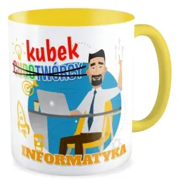 kubek-zolty-prezent-informatyk-kubek-cudotworcy