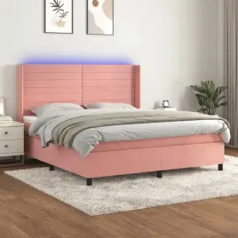vidaxl-lozko-kontynentalne-z-materacem-i-led-rozowy-aksamit-160x200cm