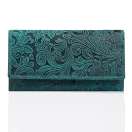 portfel-damski-skorzany-paolo-peruzzi-vintage-zielony-w-wzory-kwiatowe