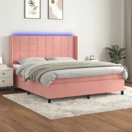 vidaxl-lozko-kontynentalne-z-materacem-i-led-rozowy-aksamit-160x200cm