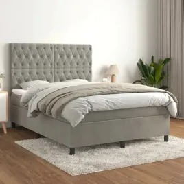 vidaxl-lozko-kontynentalne-z-materacem-jasnoszare-140x190cm-aksamit