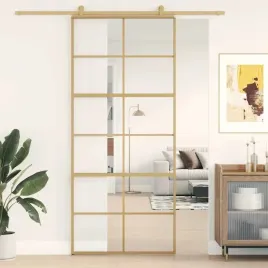 vidaxl-drzwi-przesuwne-zlote-90x205-cm-przezroczyste-szklo-esg