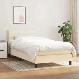 vidaxl-lozko-kontynentalne-z-materacem-kremowe-tkanina-100x200-cm