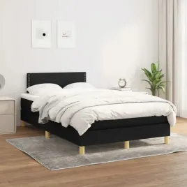 vidaxl-lozko-kontynentalne-z-materacem-czarne-tkanina-120x200-cm