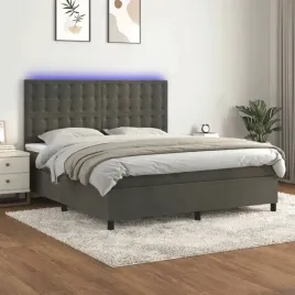 vidaxl-lozko-kontynentalne-z-materacem-i-led-szary-aksamit-160x200cm