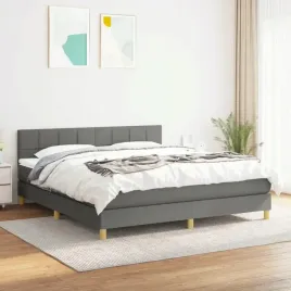 vidaxl-lozko-kontynentalne-z-materacem-ciemnoszara-tkanina-160x200-cm