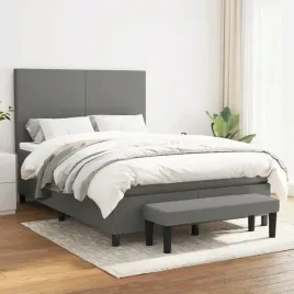 vidaxl-lozko-kontynentalne-z-materacem-ciemnoszara-tkanina-140x190-cm