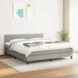 vidaxl-lozko-kontynentalne-z-materacem-jasnoszare-tkanina-160x200-cm