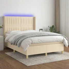 vidaxl-lozko-kontynentalne-z-materacem-kremowe-140x200-cm-tkanina
