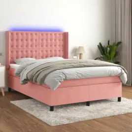 vidaxl-lozko-kontynentalne-z-materacem-i-led-rozowy-aksamit-140x190cm