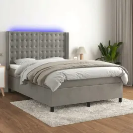 vidaxl-lozko-kontynentalne-z-materacem-jasnoszare-140x190cm-aksamit
