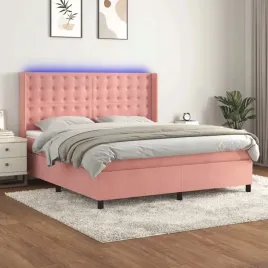vidaxl-lozko-kontynentalne-z-materacem-i-led-rozowy-aksamit-160x200cm