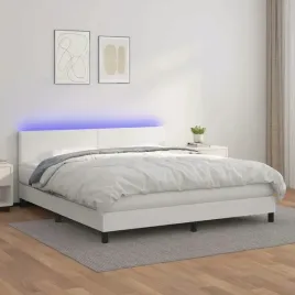 vidaxl-lozko-kontynentalne-z-materacem-i-led-biala-ekoskora-160x200cm