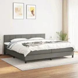 vidaxl-lozko-kontynentalne-z-materacem-ciemnoszara-tkanina-200x200-cm