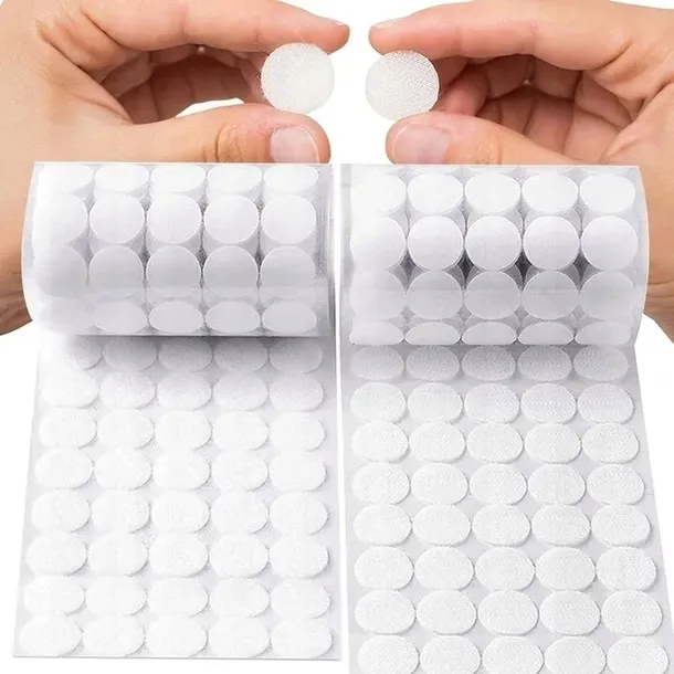 Rzepy Samoprzylepne Okrągłe 20mm 200szt (100 par) Białe Mocne