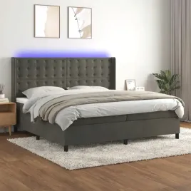 vidaxl-lozko-kontynentalne-z-materacem-i-led-szary-aksamit-200x200cm