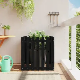 vidaxl-donica-ogrodowa-z-plotkiem-czarna-70x70x70-cm-drewno-sosnowe