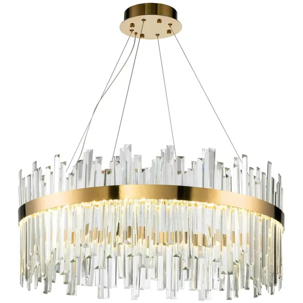 Lampa Kryształowa Do Salonu Glamour Duża Złota Szczotkowana 60 Cm App1515