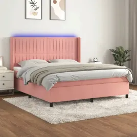 vidaxl-lozko-kontynentalne-z-materacem-i-led-rozowy-aksamit-160x200cm